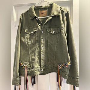 Blank NYC Rainbow Fringe Denim Jacket Medium